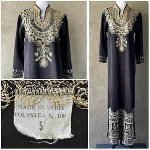Lovely Black Kaftan with Gold Embroidery size M